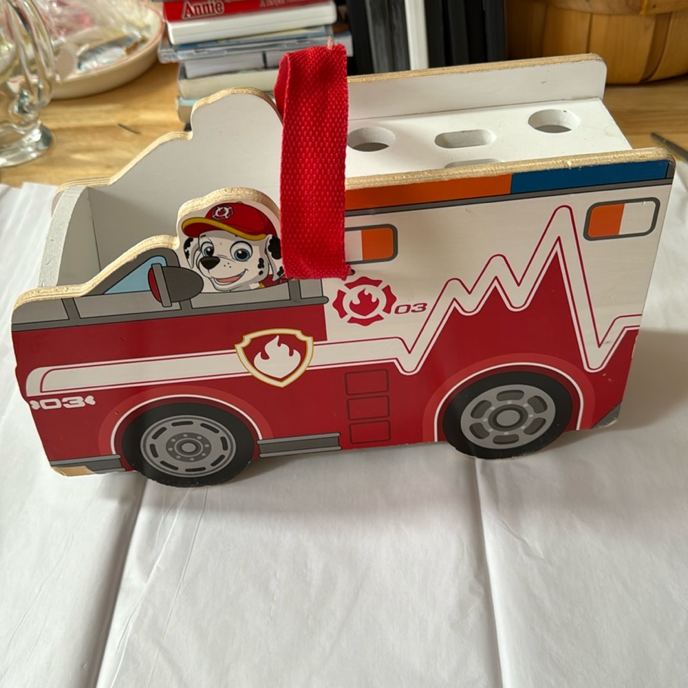 Melissa & Doug Paw Patrol Marshall's Wooden Rescue Caddy, no pieces heavy wood